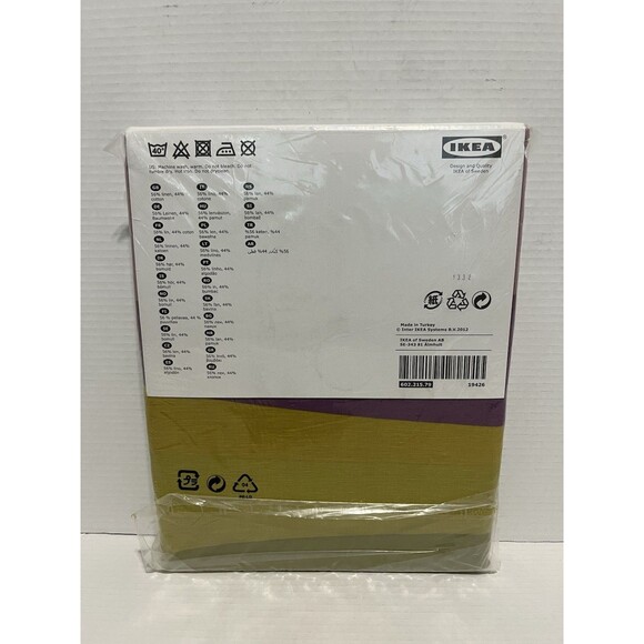 Set of 2 IKEA Malin Figur Geometric Green Purple Curtain Panels 57x98” Linen NEW - Picture 2 of 4